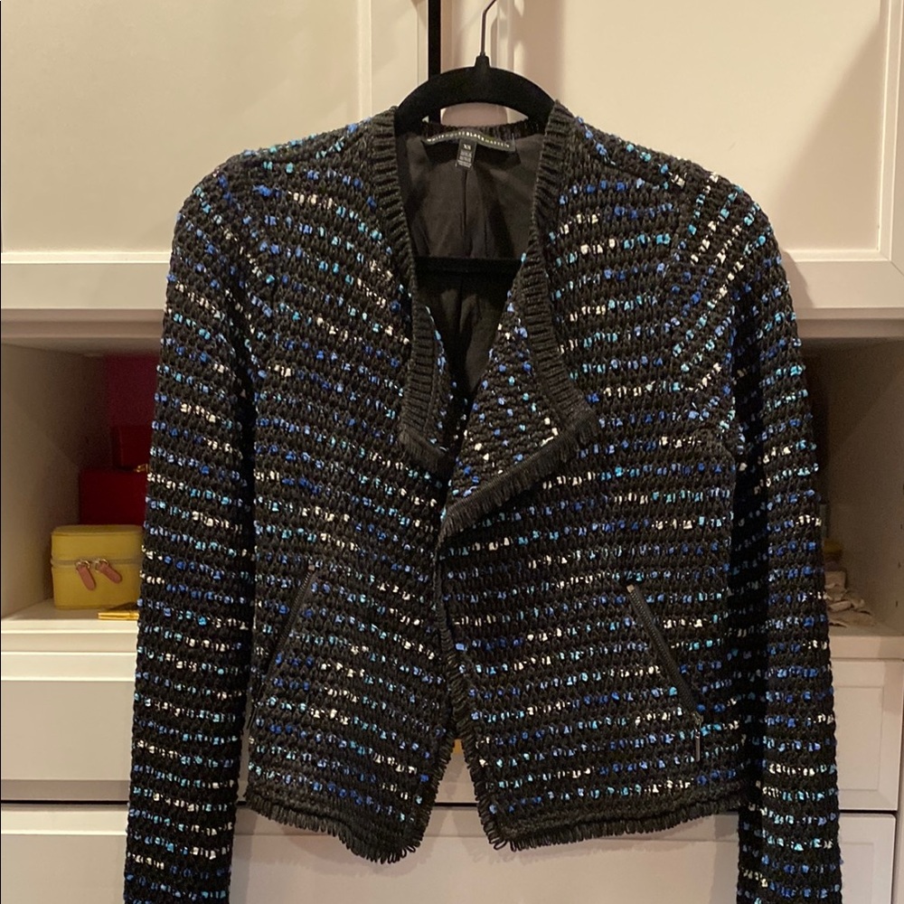 Chic Black and Blue Sweater Jacket